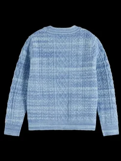 Outlet Scotch & Soda SPACE DYED CABLE KNIT PacificBlueMelange