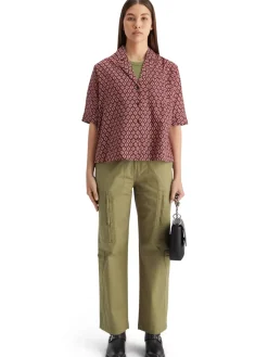 Discount Scotch & Soda Ss shirt lurex print GeoFlowerBordeaux