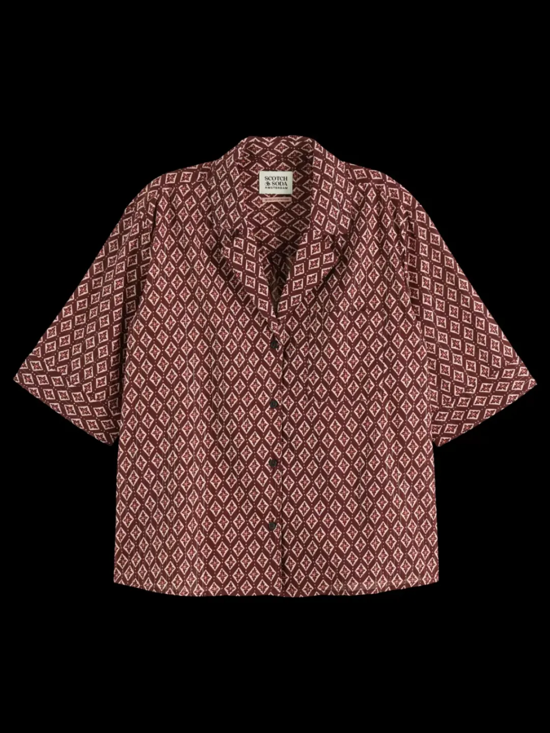 Discount Scotch & Soda Ss shirt lurex print GeoFlowerBordeaux