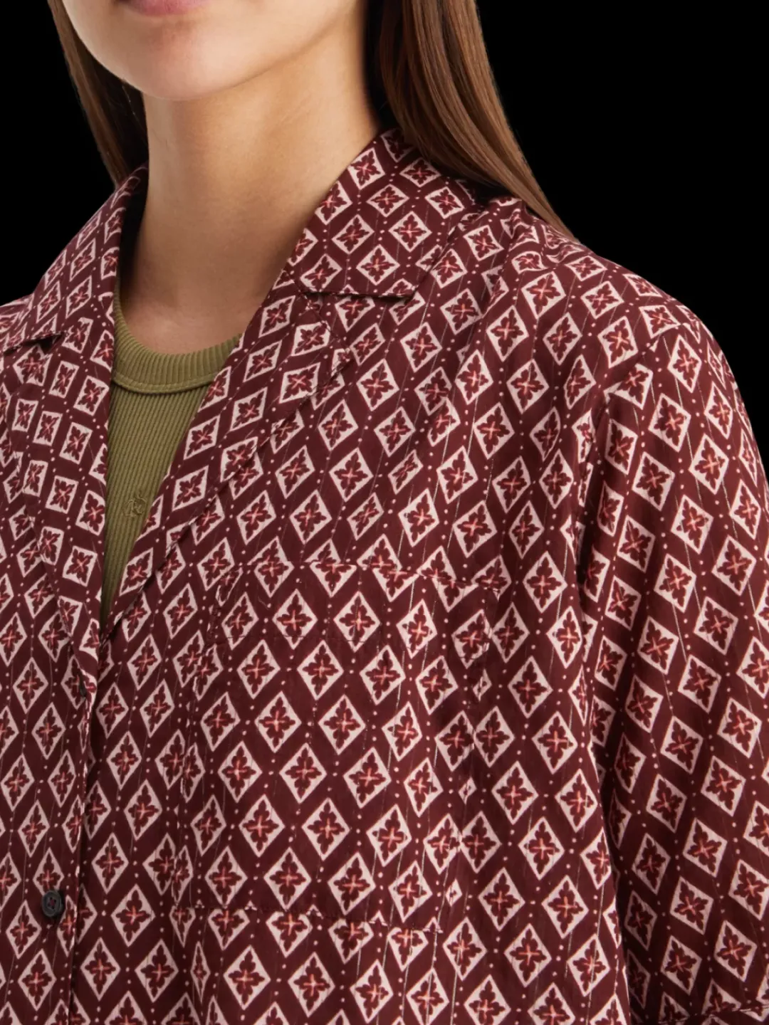 Discount Scotch & Soda Ss shirt lurex print GeoFlowerBordeaux