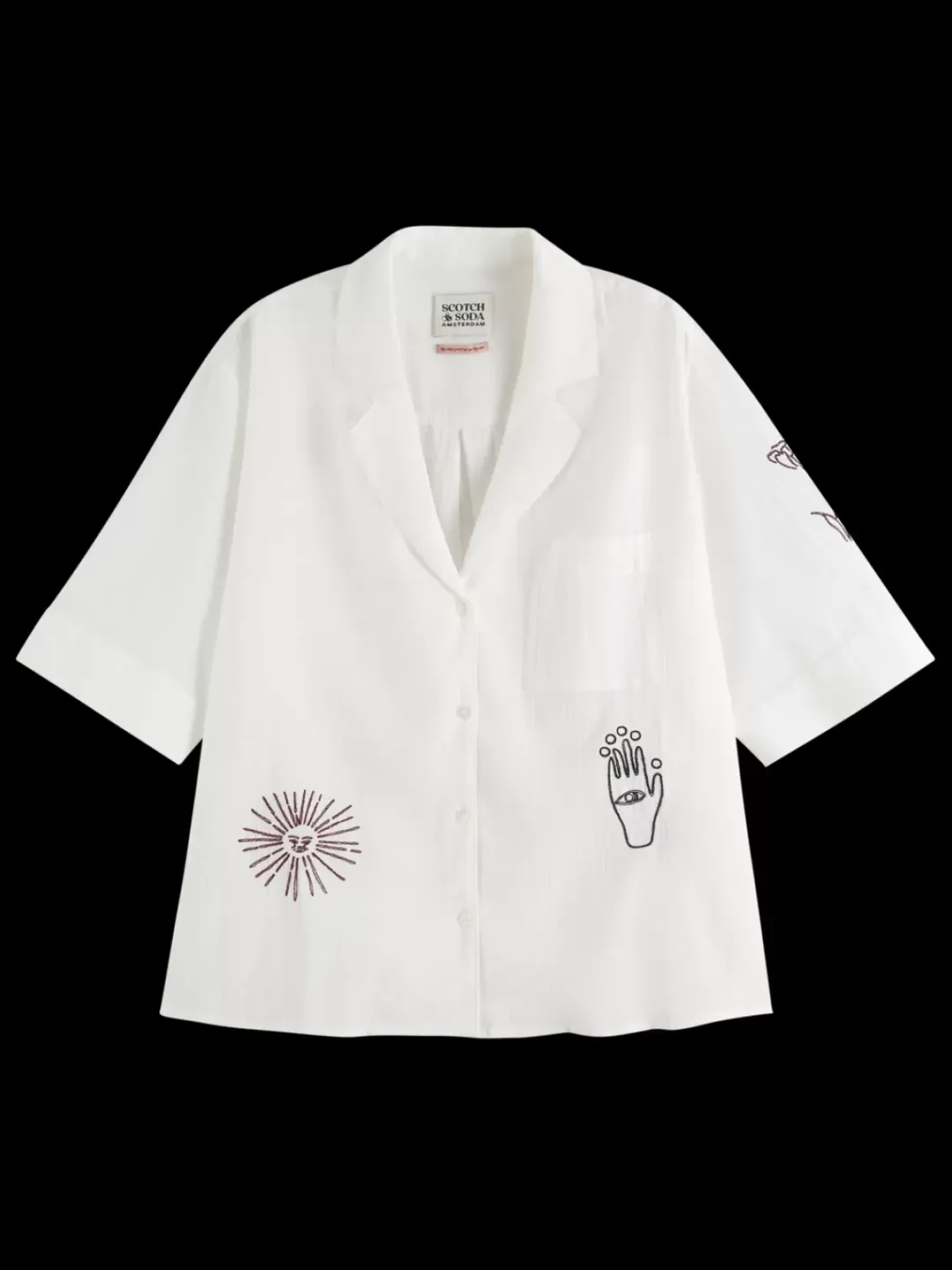 Fashion Scotch & Soda Ss shirt with embroidery White