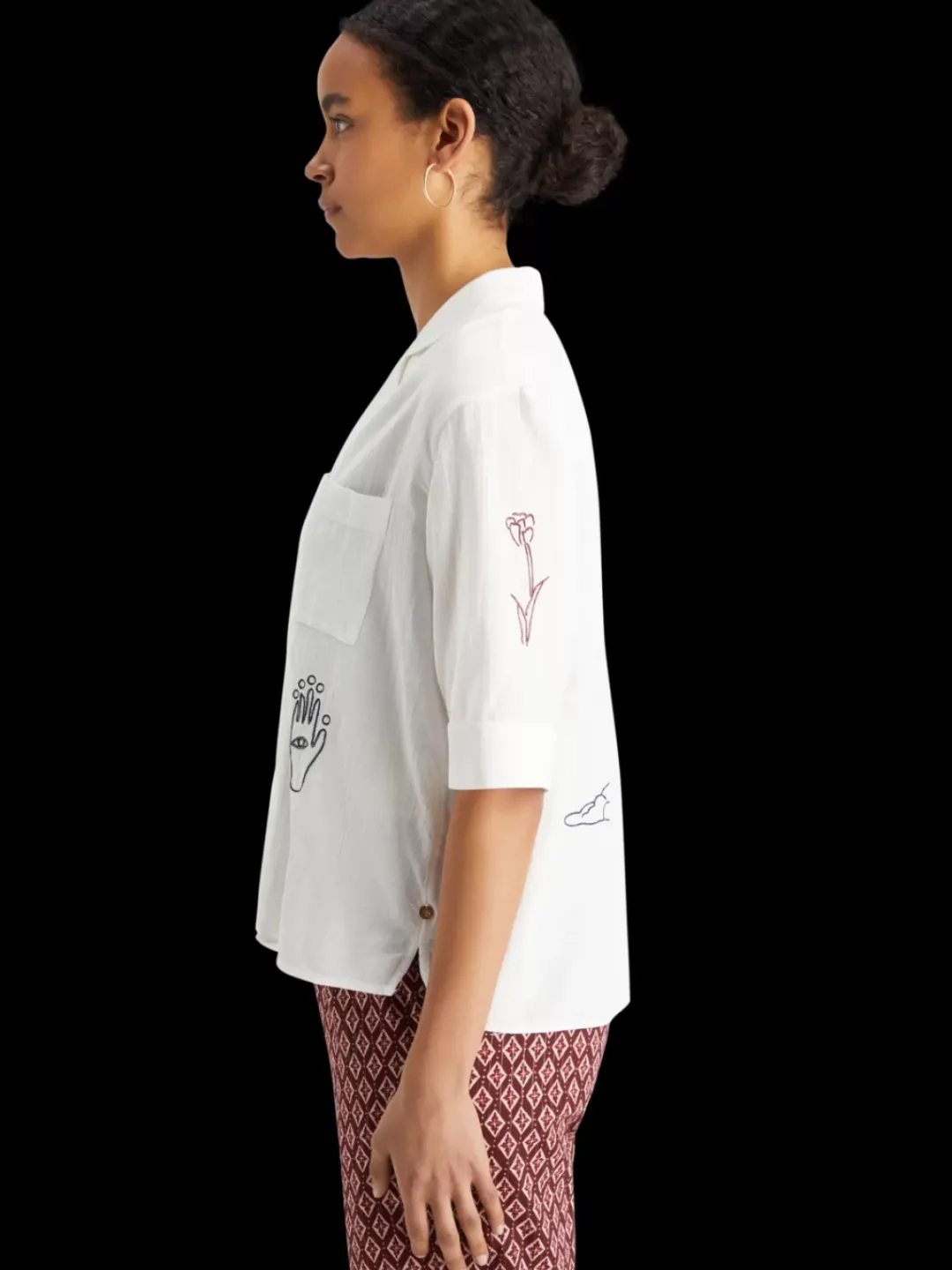 Fashion Scotch & Soda Ss shirt with embroidery White