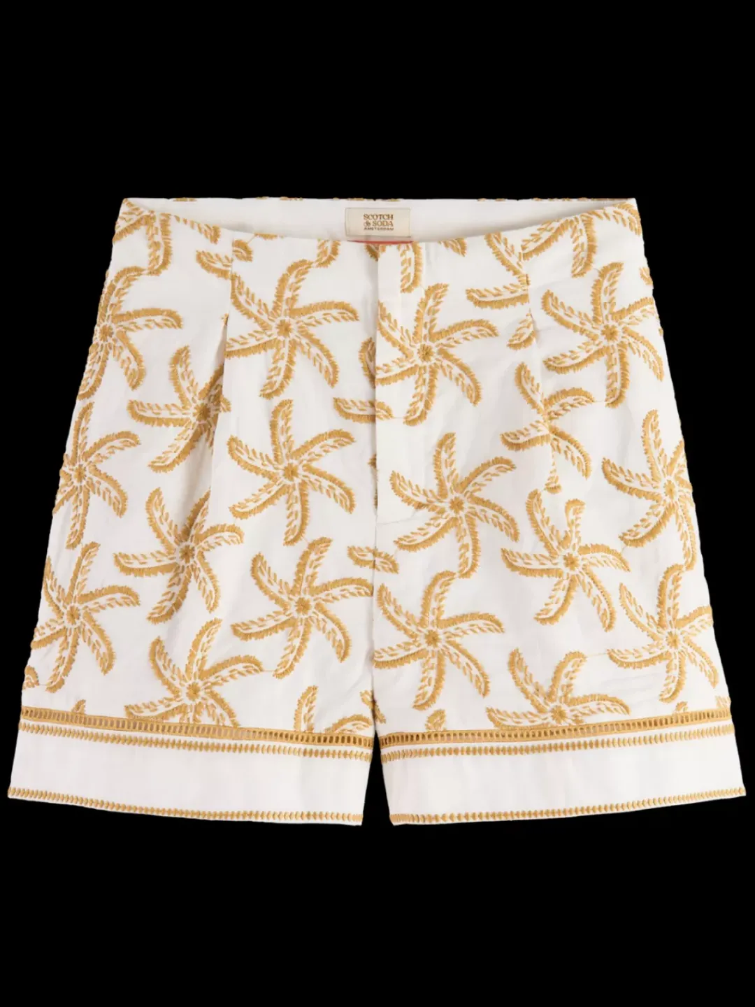 Outlet Scotch & Soda STARFISH EMBROIDERED HIGH-RISE LINEN SHORT StarfishEmbroidery