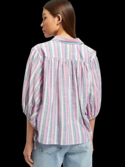 Hot Scotch & Soda STRIPED BALLOON SLEEVE SHIRT BeachStripe