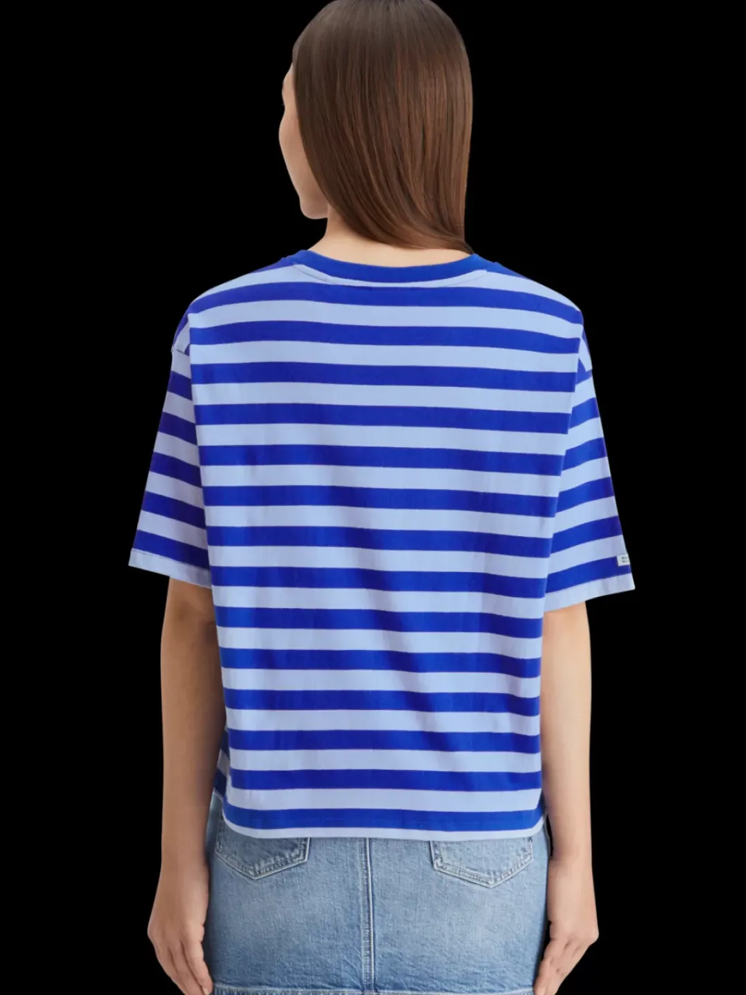 Online Scotch & Soda STRIPED CROPPED T-SHIRT ElectricBlueStripe