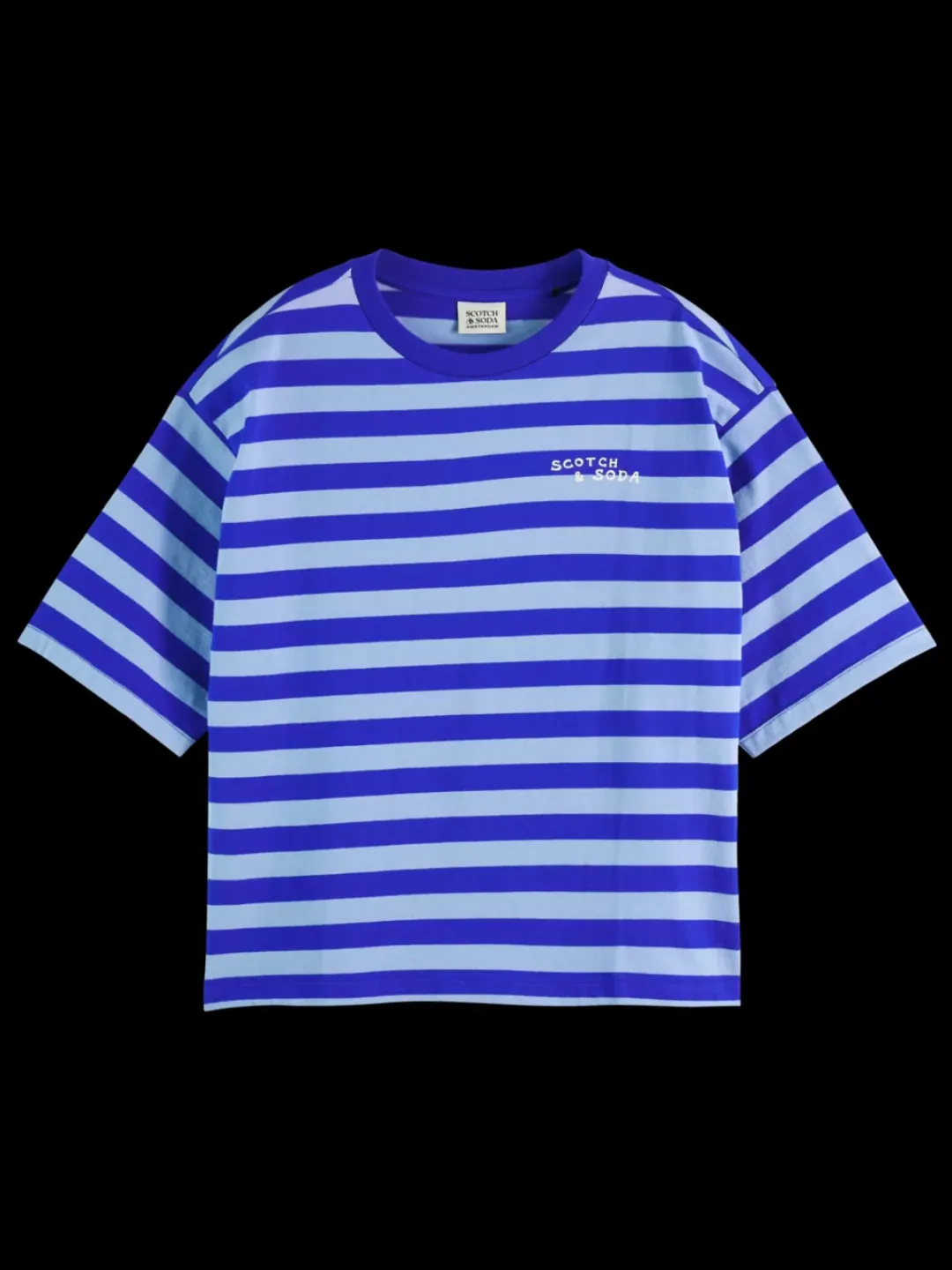Online Scotch & Soda STRIPED CROPPED T-SHIRT ElectricBlueStripe