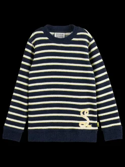 Fashion Scotch & Soda STRIPED FELPA CREWNECK Night/Ecru/EmbassyYellowStripe
