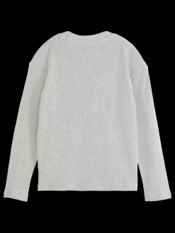 Outlet Scotch & Soda STRUCTURED LONG-SLEEVED T-SHIRT GreyMelange