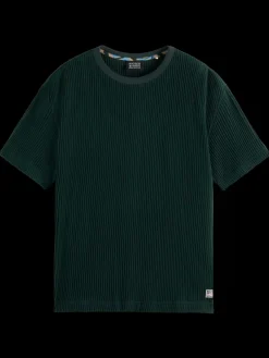 Online Scotch & Soda Structured loose fit t-shirt AmsterdamGreen