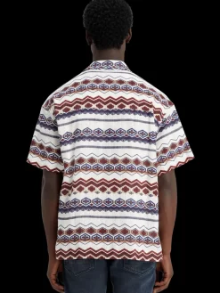 Hot Scotch & Soda Structured printed stripe shirt RedBlueMulti