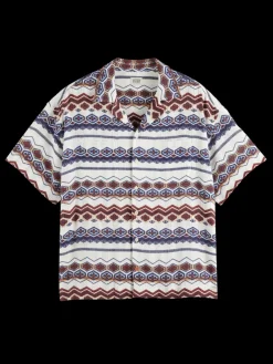 Hot Scotch & Soda Structured printed stripe shirt RedBlueMulti