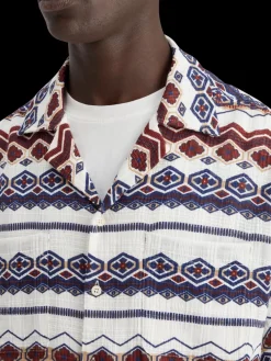 Hot Scotch & Soda Structured printed stripe shirt RedBlueMulti