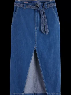 New Scotch & Soda SUMMERY SKIRT WITH BELT - WASHED INDIGO WashedIndigo