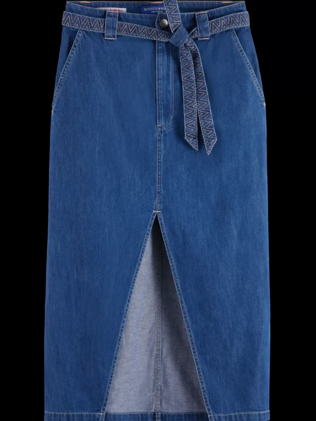 New Scotch & Soda SUMMERY SKIRT WITH BELT - WASHED INDIGO WashedIndigo