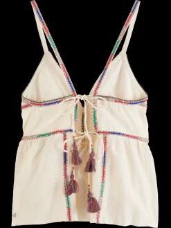 Discount Scotch & Soda TANK TOP WITH COLOURFUL EMBROIDERY SoftIce