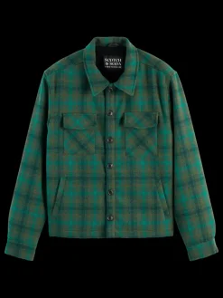 Clearance Scotch & Soda TEDDY LINED CHECKED OVERSHIRT GreenCheck