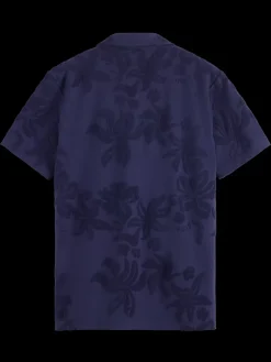Fashion Scotch & Soda Terry jacquard short sleeve shirt Navyblue