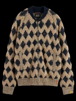Outlet Scotch & Soda TEXTURED JACQUARD BOMBER Mocha