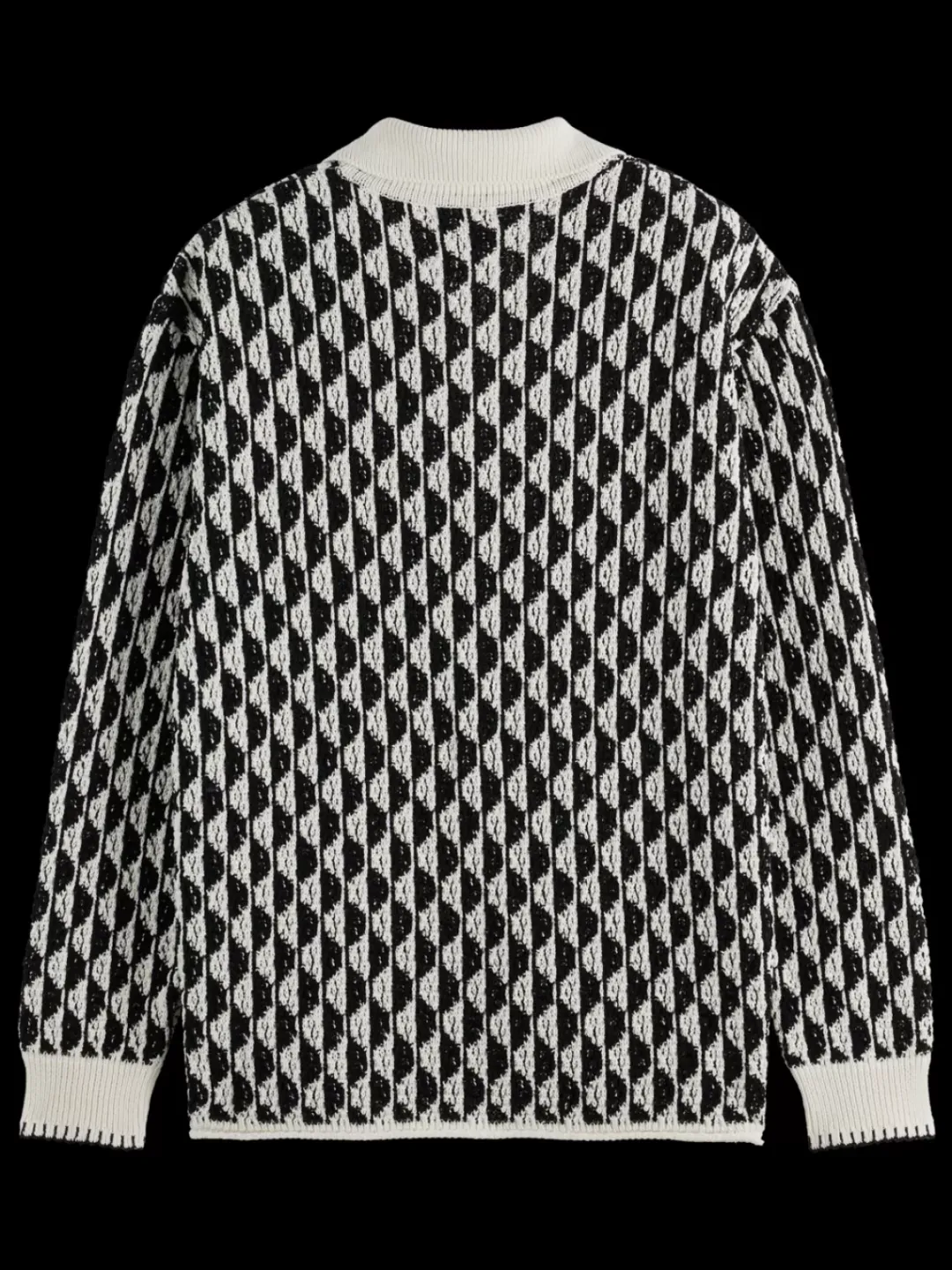 Sale Scotch & Soda Textured jacquard dropped shoulder long sleeve polo ImagineStripeWhite