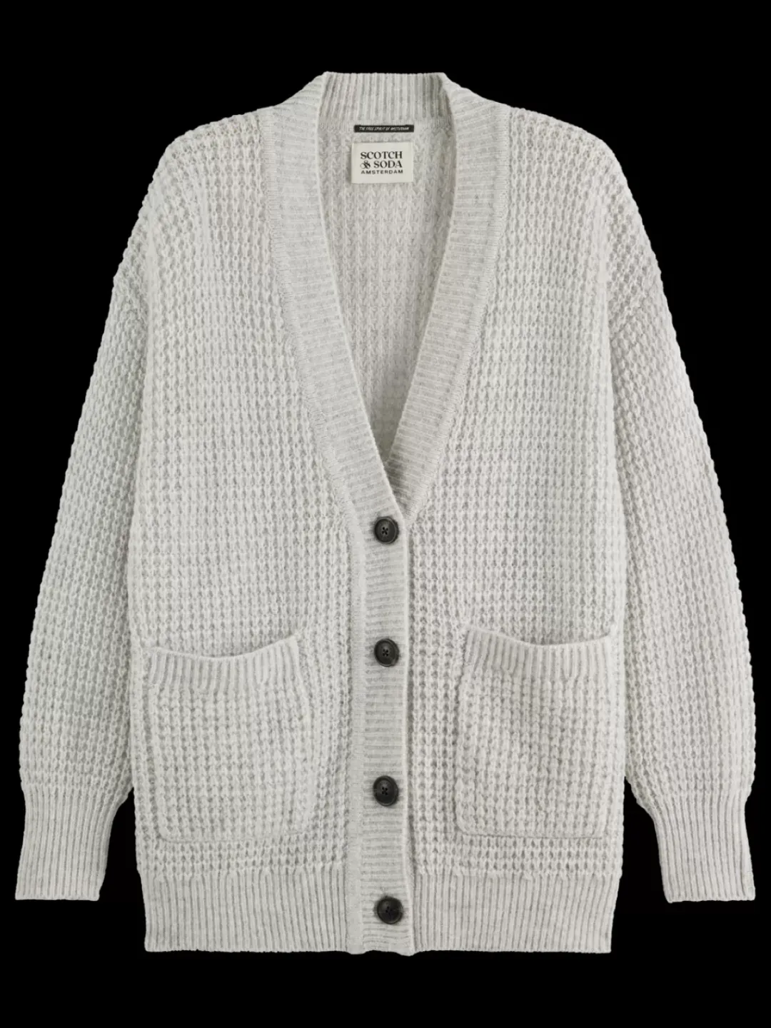 Fashion Scotch & Soda TEXTURED STITCH OVERSIZED CARDIGAN LightGreyMelange