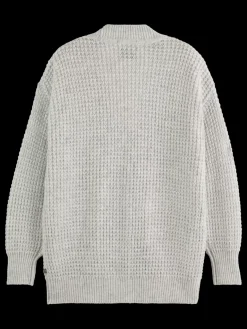 Fashion Scotch & Soda TEXTURED STITCH OVERSIZED CARDIGAN LightGreyMelange