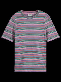 Hot Scotch & Soda TEXTURED STRIPE SLIM FIT T-SHIRT BeachStripe