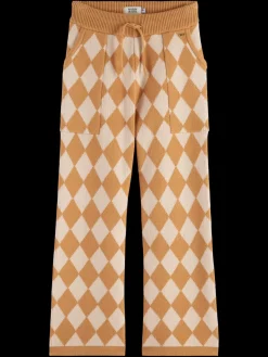Outlet Scotch & Soda TONAL CHECKERBOARD KNITTED STRAIGHT LEG PANT CheckerboardMelange