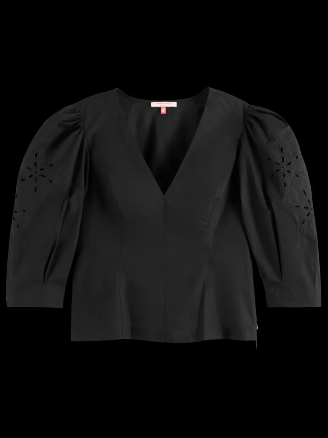 Online Scotch & Soda TOP WITH BRODERIE ANGLAISE SLEEVE EveningBlack