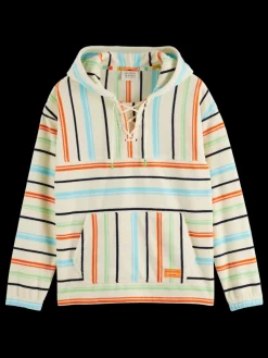 Online Scotch & Soda Towelling striped hoodie MulticolourStripe
