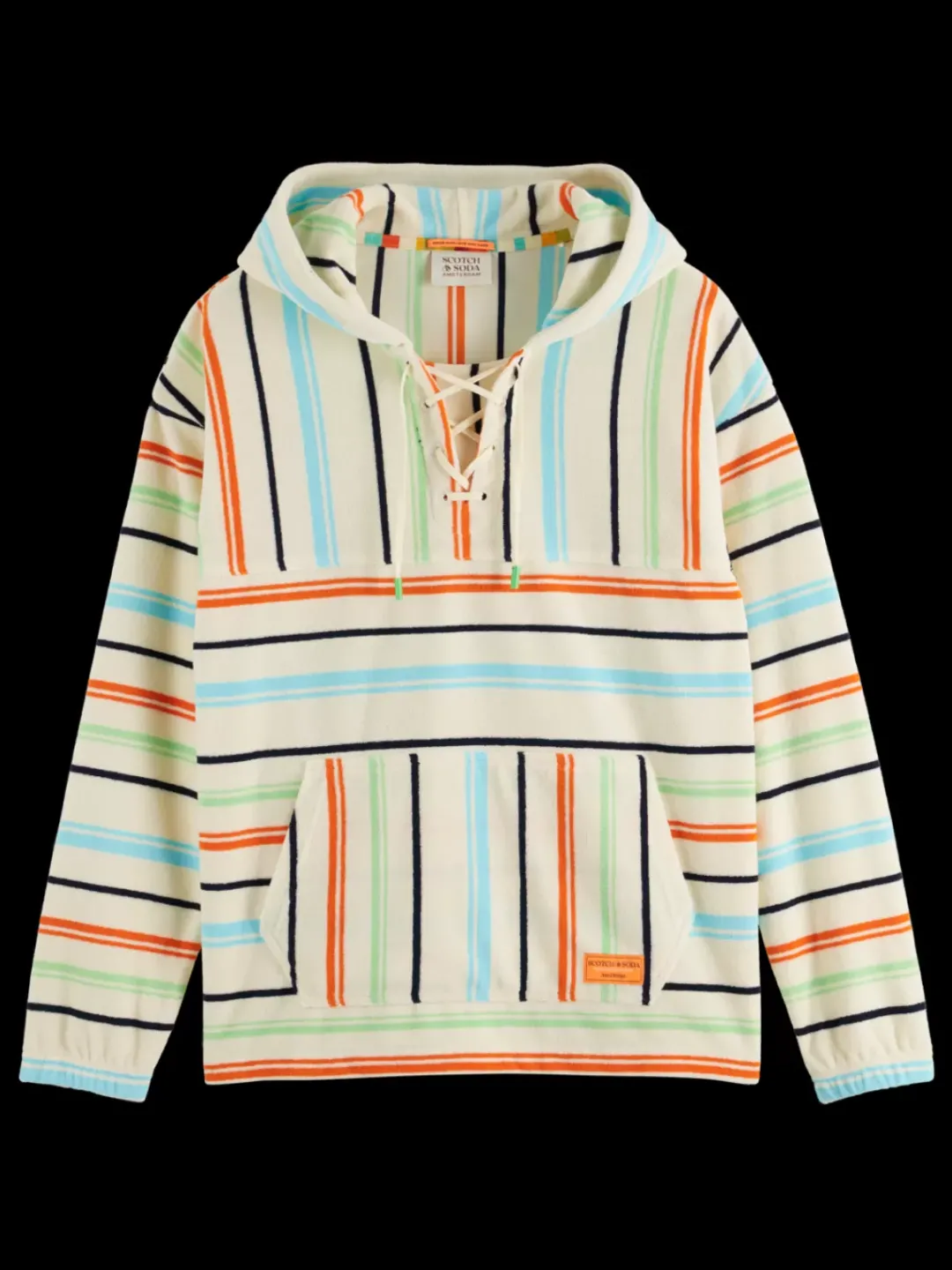 Online Scotch & Soda Towelling striped hoodie MulticolourStripe