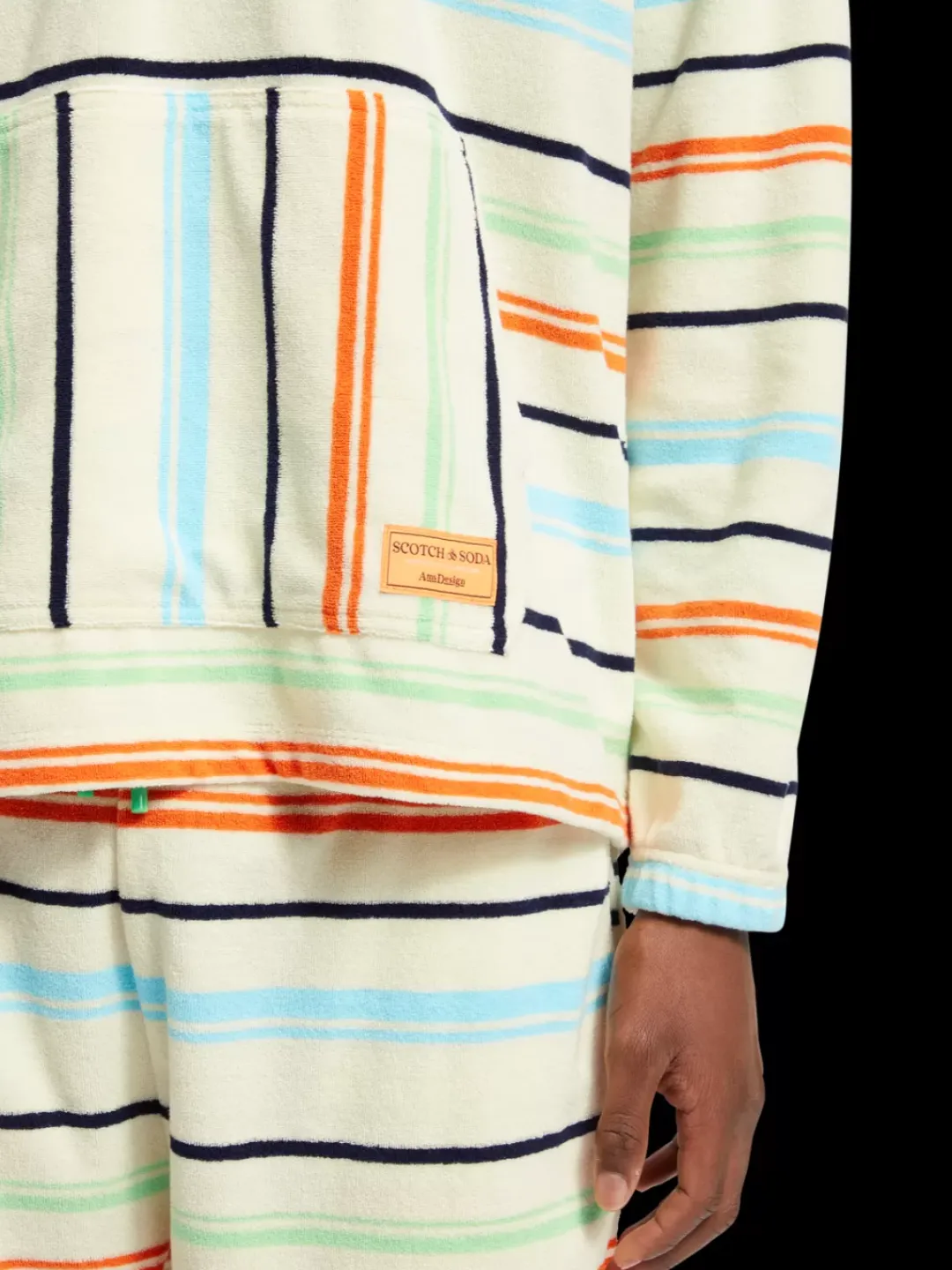 Online Scotch & Soda Towelling striped hoodie MulticolourStripe