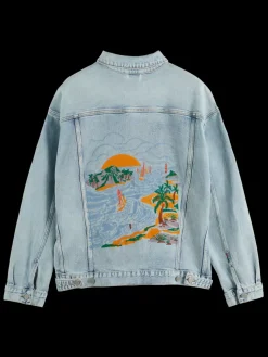 Hot Scotch & Soda Trucker jacket with artwork WashedUp