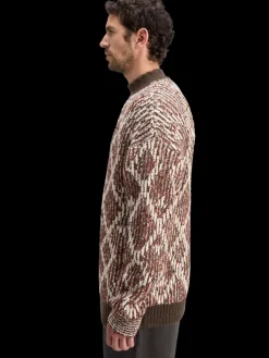 Outlet Scotch & Soda TURTLE NECK JACQUARD EXTRA DROPPED SHOULDER SWEATER BrownMelange