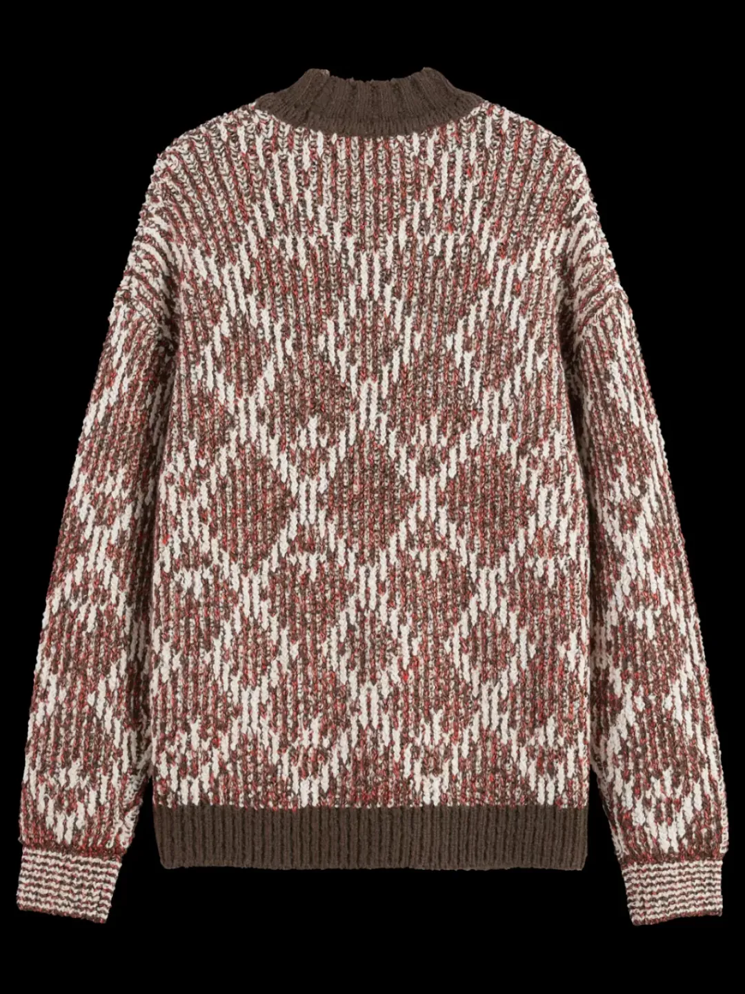 Outlet Scotch & Soda TURTLE NECK JACQUARD EXTRA DROPPED SHOULDER SWEATER BrownMelange
