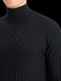Sale Scotch & Soda TURTLE NECK REGULAR FIT RELIEF STITCH SWEATER Black