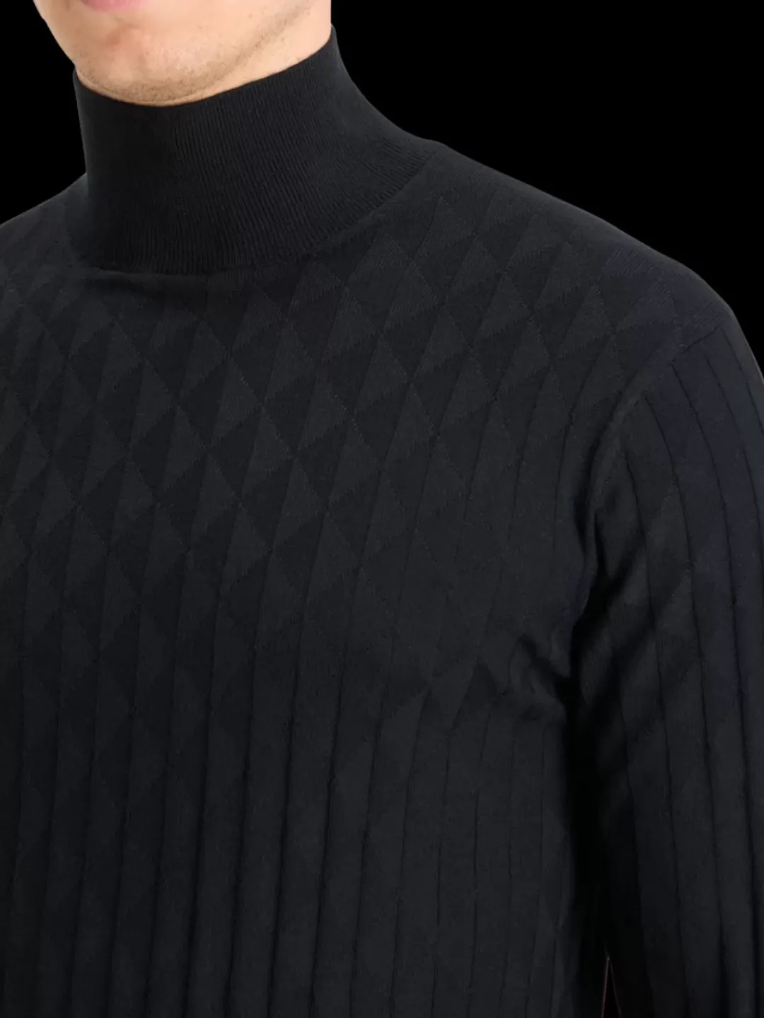 Sale Scotch & Soda TURTLE NECK REGULAR FIT RELIEF STITCH SWEATER Black