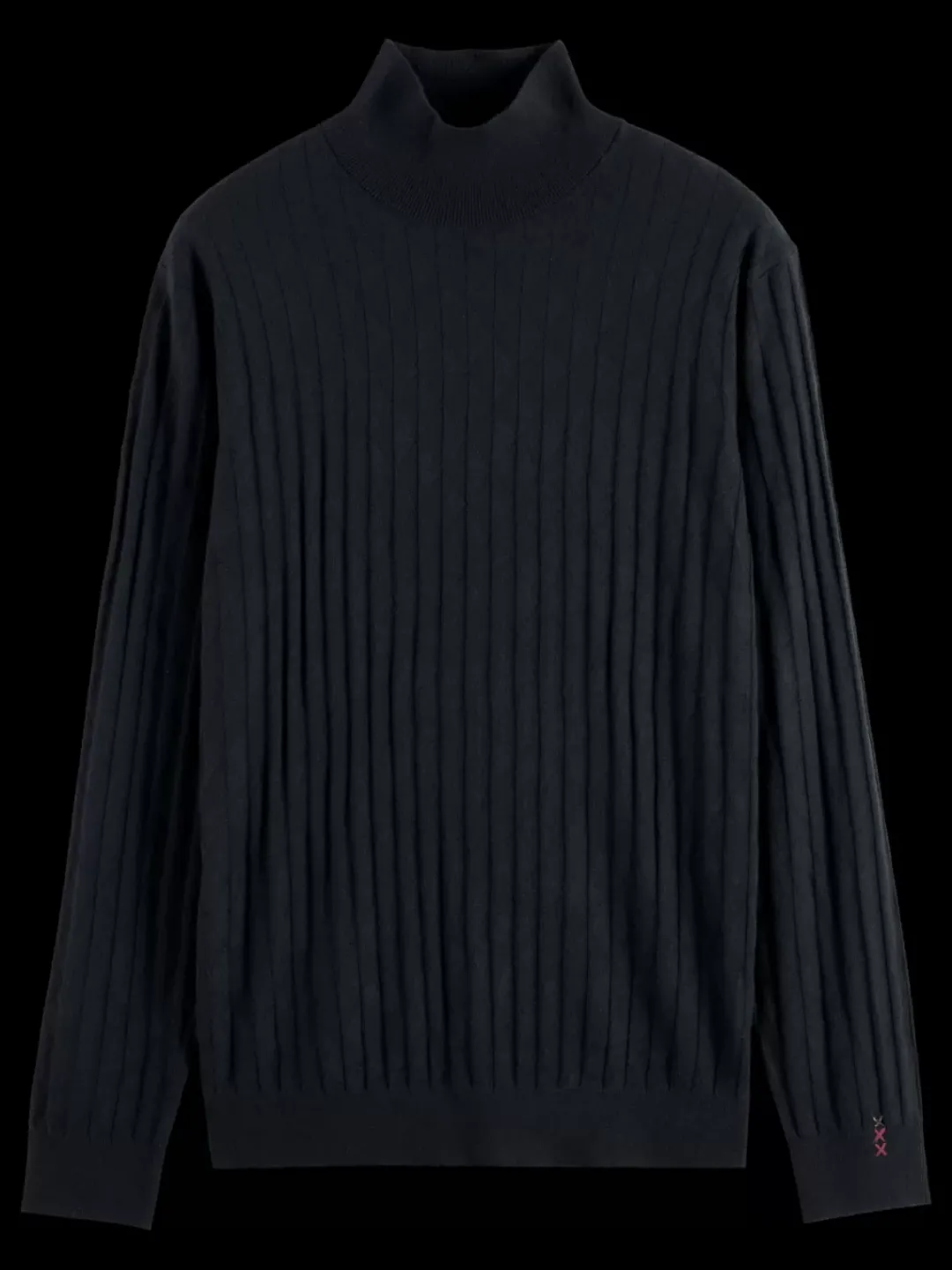 Sale Scotch & Soda TURTLE NECK REGULAR FIT RELIEF STITCH SWEATER Black