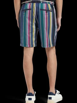 Discount Scotch & Soda Twilt - blanket-striped cotton-twill short BlackMultiStripe