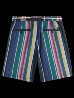 Discount Scotch & Soda Twilt - blanket-striped cotton-twill short BlackMultiStripe