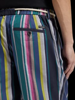 Discount Scotch & Soda Twilt - blanket-striped cotton-twill short BlackMultiStripe