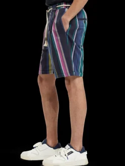 Discount Scotch & Soda Twilt - blanket-striped cotton-twill short BlackMultiStripe