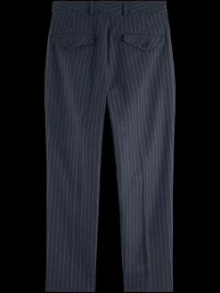 Best Scotch & Soda TWILT - BRUSHED WOOL-BLEND PLEATED CHINO CharcoalStripe