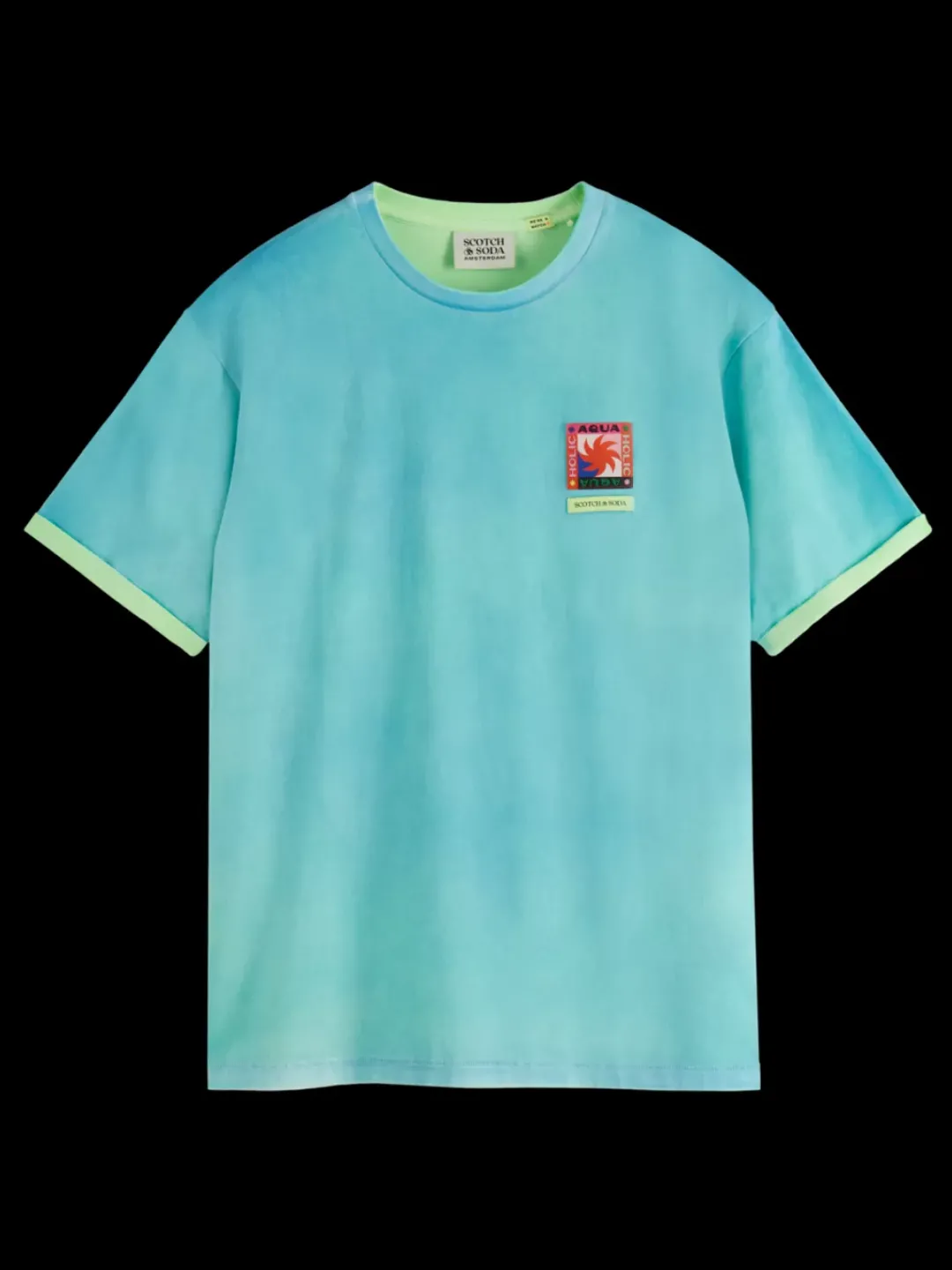 Best Scotch & Soda Two colour sprayed t-shirt WashedNeonBlue