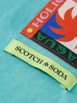 Best Scotch & Soda Two colour sprayed t-shirt WashedNeonBlue