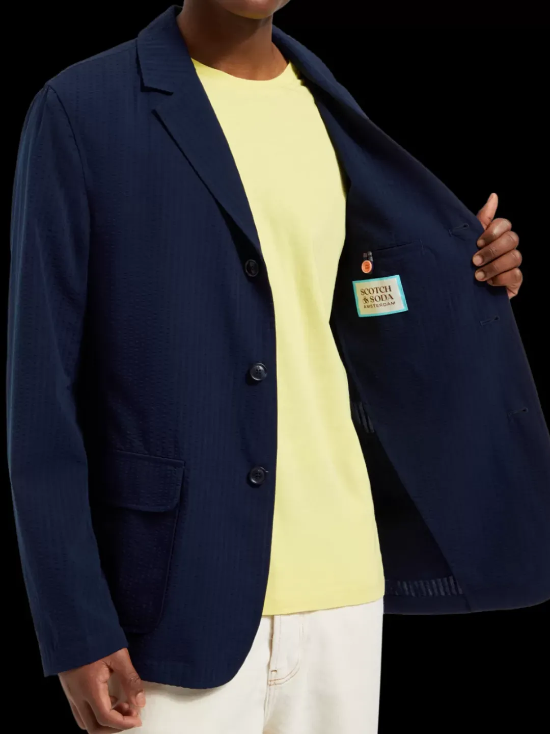 New Scotch & Soda Unconstructed seersucker blazer Navyblue