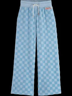 Clearance Scotch & Soda VELOUR CHECKERBOARD JOGGER PacificBlue