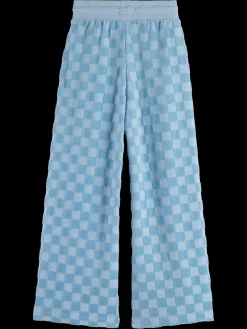 Clearance Scotch & Soda VELOUR CHECKERBOARD JOGGER PacificBlue
