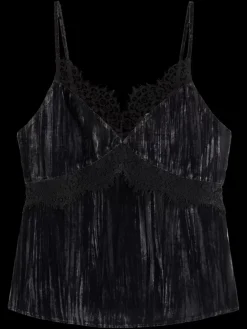 Fashion Scotch & Soda VELVET TANK TOP EveningBlack
