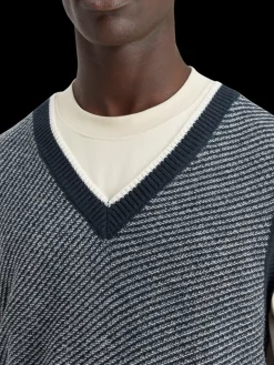 Best Scotch & Soda V-neck vest special stitch NightMelange