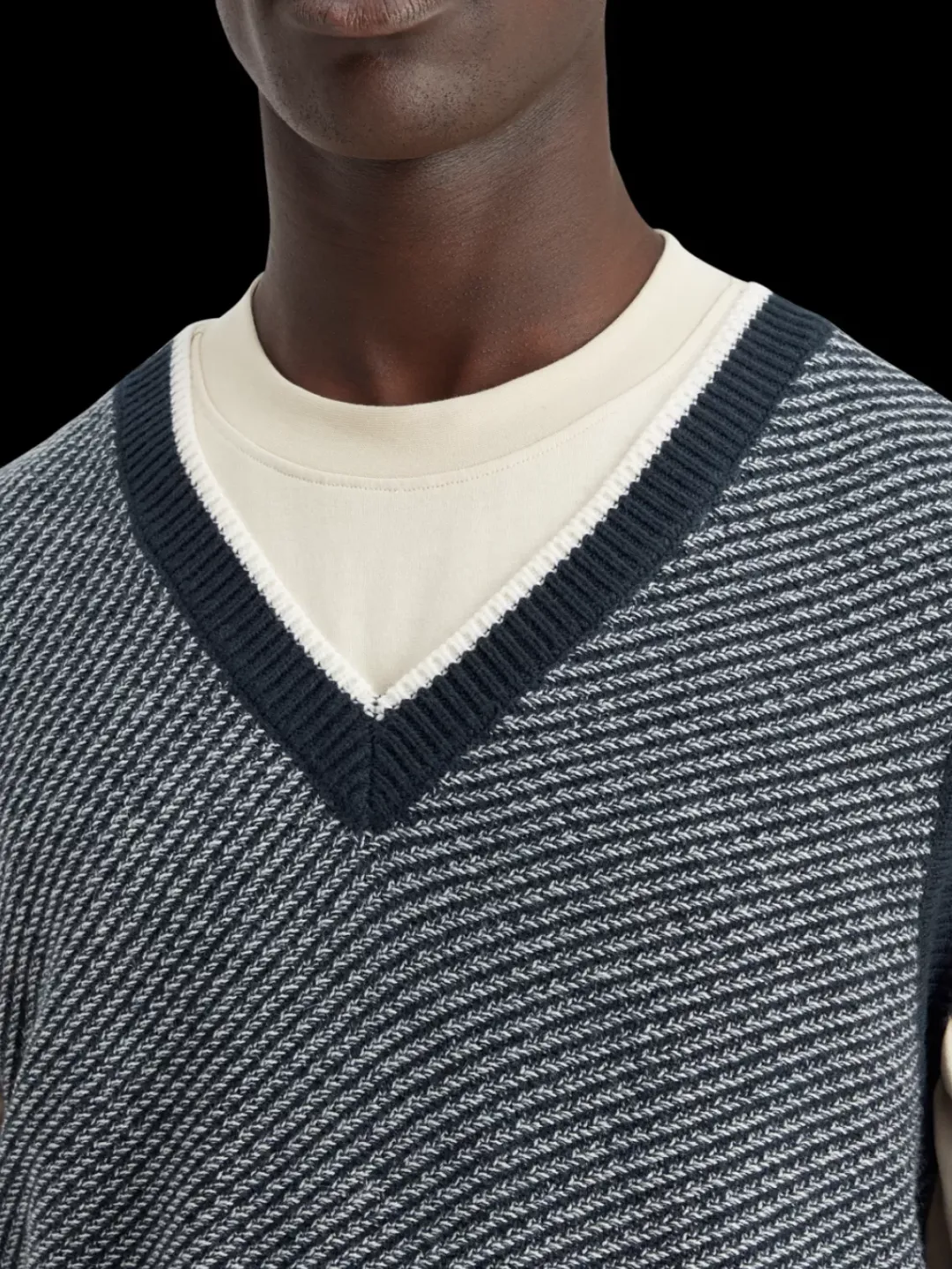Best Scotch & Soda V-neck vest special stitch NightMelange